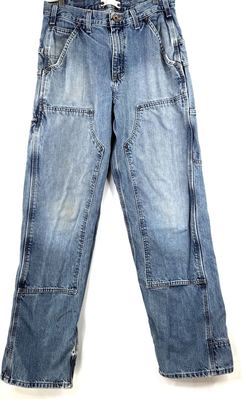 Carhartt Men's Vintage B193 Blue Denim Double Knee Cargo Jeans Size 33 x 34